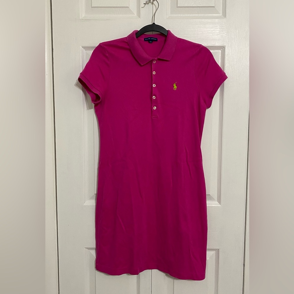 Ralph Lauren Sport Pink Polo Dress Short Sleeve Casual Cotton Blend Size M
